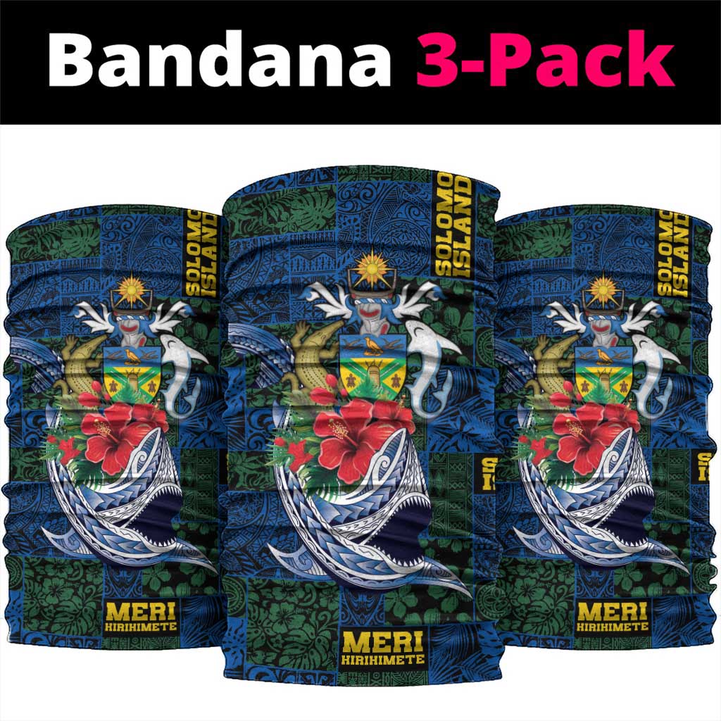 Solomon Islands Meri Kirihimete Neck Gaiter Funny Santa Riding Shark LT9 package One Size: 25*50cm Blue - Polynesian Pride
