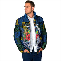 Solomon Islands Meri Kirihimete Padded Jacket Funny Santa Riding Shark LT9 - Polynesian Pride