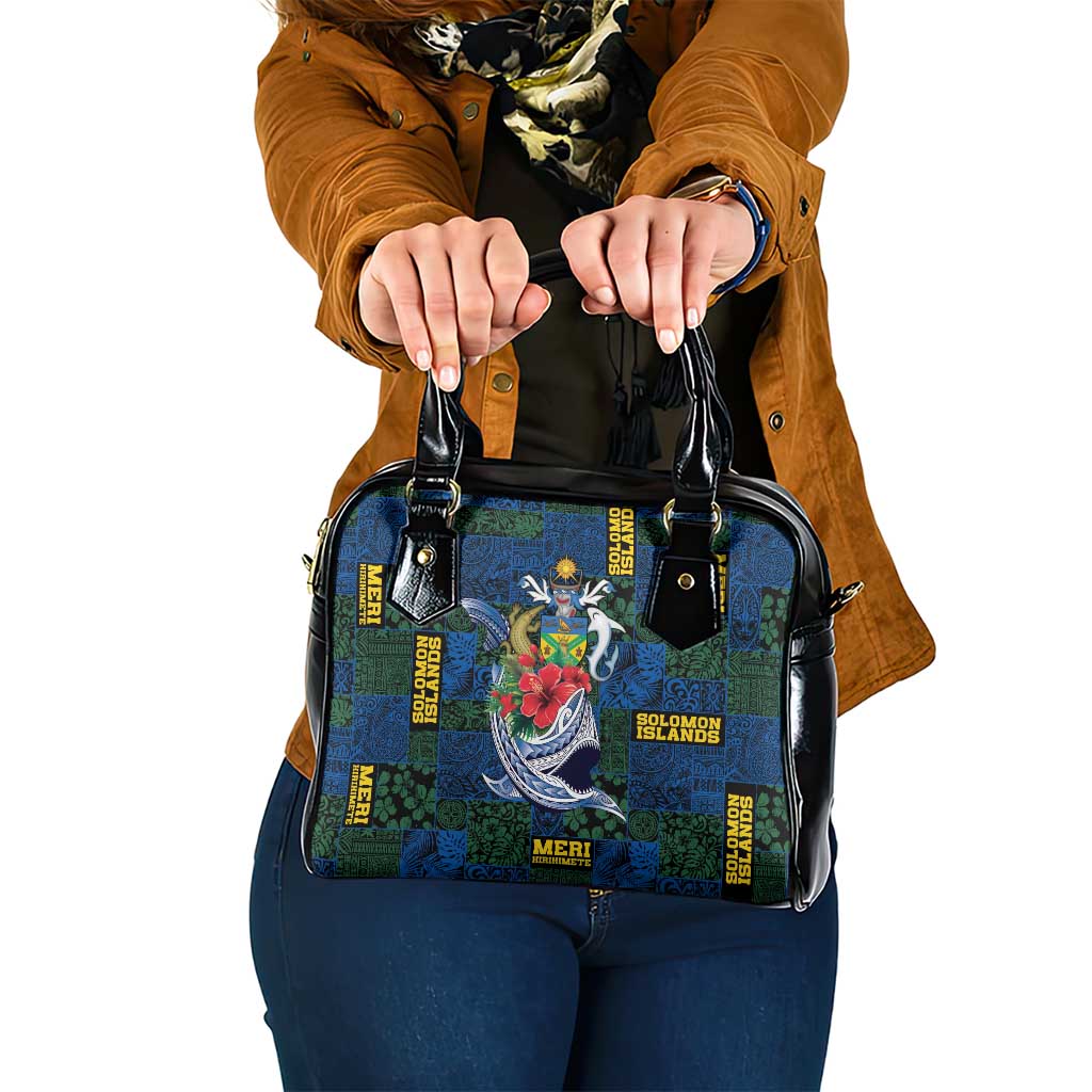 Solomon Islands Meri Kirihimete Shoulder Handbag Funny Santa Riding Shark LT9 One Size Blue - Polynesian Pride