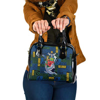 Solomon Islands Meri Kirihimete Shoulder Handbag Funny Santa Riding Shark LT9 One Size Blue - Polynesian Pride