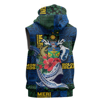 Solomon Islands Meri Kirihimete Sleeveless Hoodie Funny Santa Riding Shark LT9 - Polynesian Pride