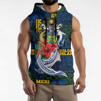 Solomon Islands Meri Kirihimete Sleeveless Hoodie Funny Santa Riding Shark LT9 - Polynesian Pride