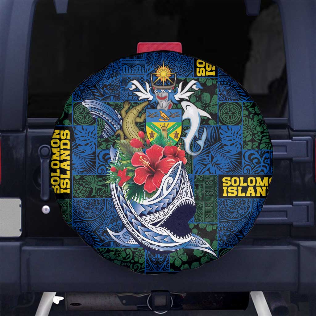 Solomon Islands Meri Kirihimete Spare Tire Cover Funny Santa Riding Shark LT9 No hole Blue - Polynesian Pride