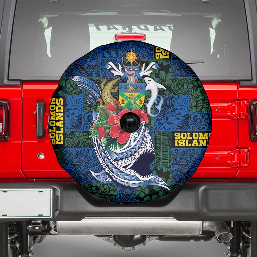 Solomon Islands Meri Kirihimete Spare Tire Cover Funny Santa Riding Shark LT9 - Polynesian Pride