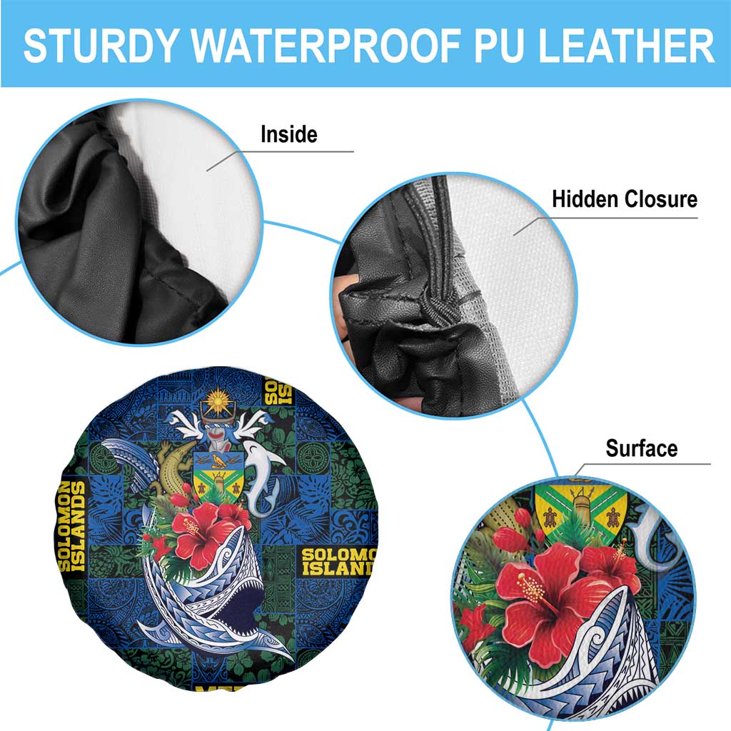 Solomon Islands Meri Kirihimete Spare Tire Cover Funny Santa Riding Shark LT9 - Polynesian Pride