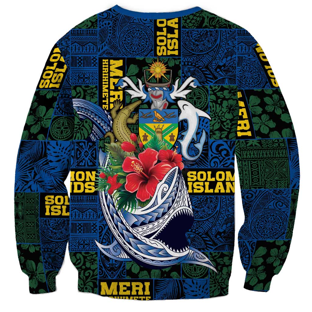 Solomon Islands Meri Kirihimete Sweatshirt Funny Santa Riding Shark LT9 - Polynesian Pride