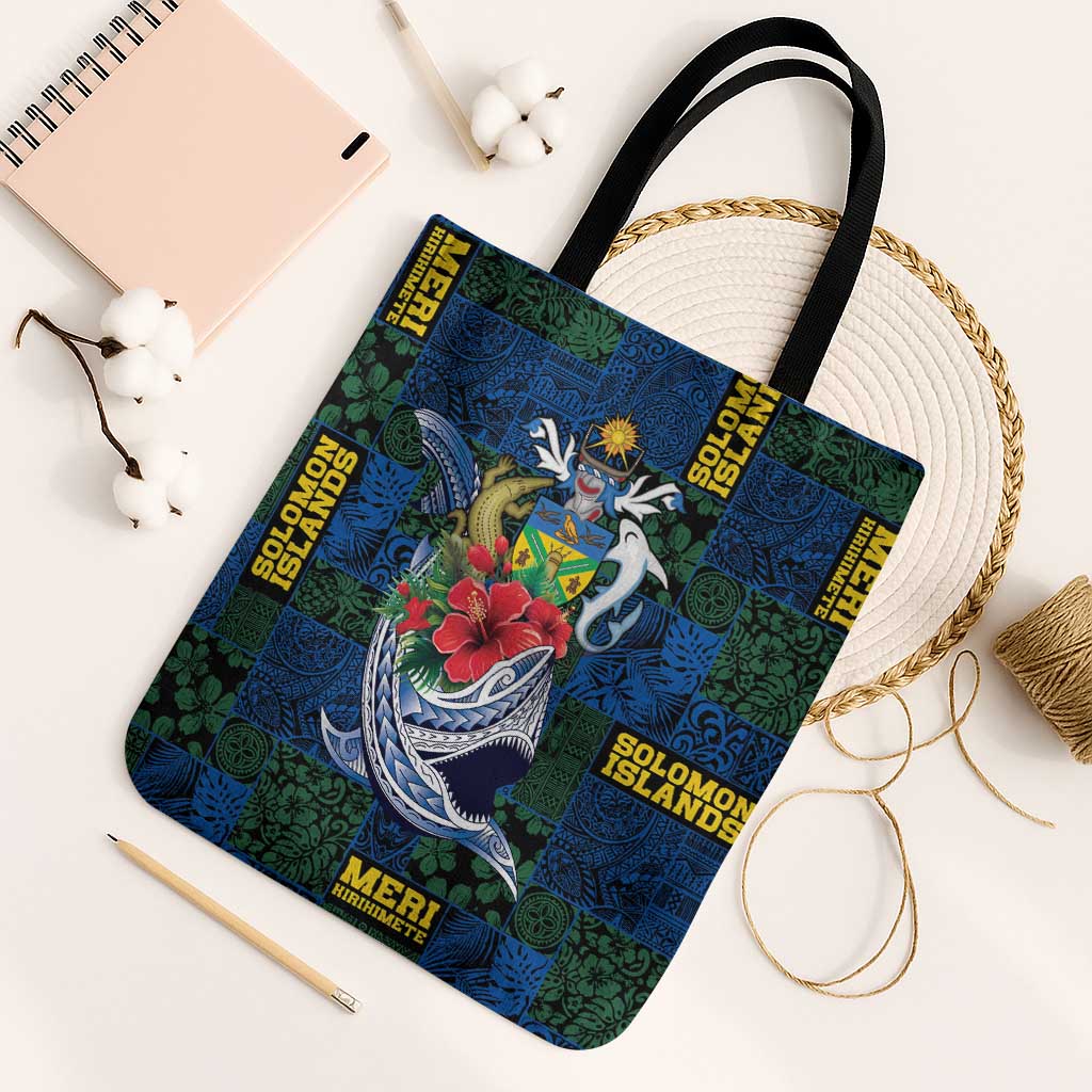 Solomon Islands Meri Kirihimete Tote Bag Funny Santa Riding Shark LT9 Black Strap One Size Blue - Polynesian Pride