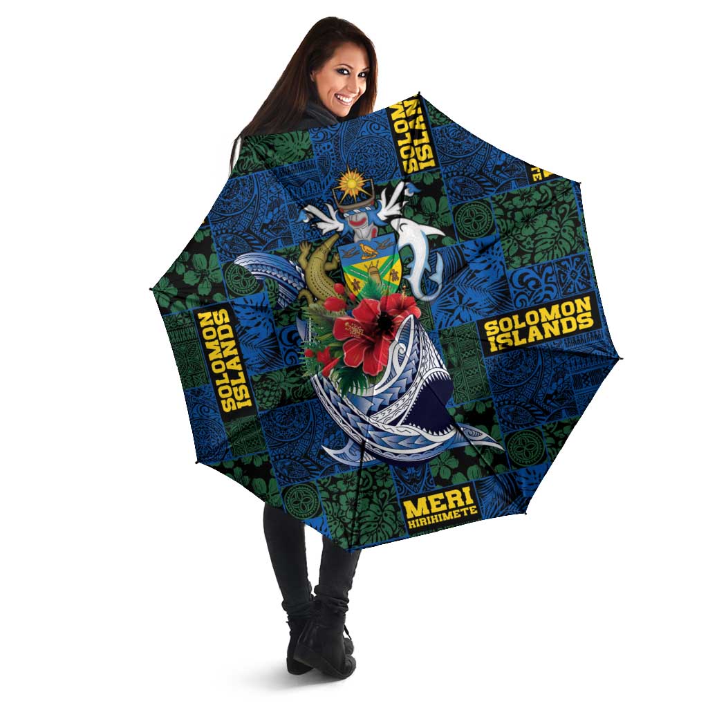 Solomon Islands Meri Kirihimete Umbrella Funny Santa Riding Shark LT9 - Polynesian Pride