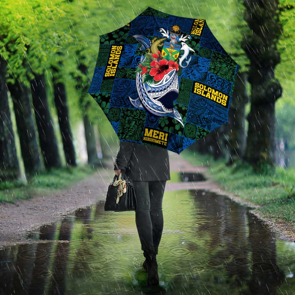 Solomon Islands Meri Kirihimete Umbrella Funny Santa Riding Shark LT9 - Polynesian Pride