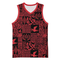 Black Tonga Kilisimasi Fiefia Basketball Jersey Pacific Patchwork Xmas Vibes LT9 Unisex Black - Polynesian Pride