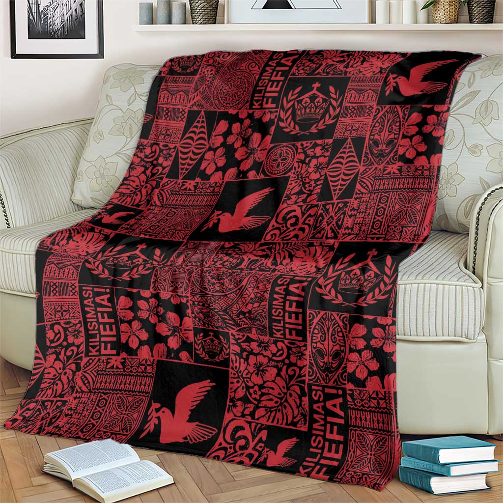 Black Tonga Kilisimasi Fiefia Blanket Pacific Patchwork Xmas Vibes LT9 - Polynesian Pride