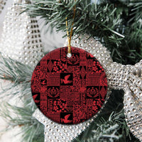 Black Tonga Kilisimasi Fiefia Ceramic Ornament Pacific Patchwork Xmas Vibes LT9 - Polynesian Pride