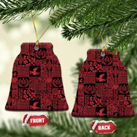 Black Tonga Kilisimasi Fiefia Ceramic Ornament Pacific Patchwork Xmas Vibes LT9 Bell Flake Black - Polynesian Pride