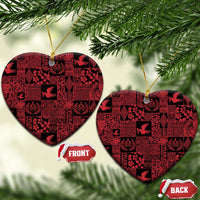 Black Tonga Kilisimasi Fiefia Ceramic Ornament Pacific Patchwork Xmas Vibes LT9 Heart Black - Polynesian Pride