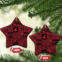 Black Tonga Kilisimasi Fiefia Ceramic Ornament Pacific Patchwork Xmas Vibes LT9 Star Black - Polynesian Pride