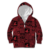 Black Tonga Kilisimasi Fiefia Kid Hoodie Pacific Patchwork Xmas Vibes LT9 Zip Hoodie Black - Polynesian Pride