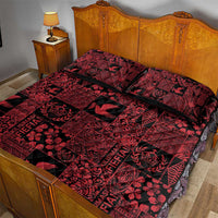 Black Tonga Kilisimasi Fiefia Quilt Bed Set Pacific Patchwork Xmas Vibes LT9 - Polynesian Pride