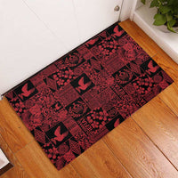 Black Tonga Kilisimasi Fiefia Rubber Doormat Pacific Patchwork Xmas Vibes LT9 - Polynesian Pride