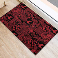 Black Tonga Kilisimasi Fiefia Rubber Doormat Pacific Patchwork Xmas Vibes LT9 - Polynesian Pride