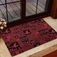 Black Tonga Kilisimasi Fiefia Rubber Doormat Pacific Patchwork Xmas Vibes LT9 - Polynesian Pride
