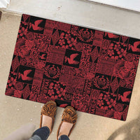 Black Tonga Kilisimasi Fiefia Rubber Doormat Pacific Patchwork Xmas Vibes LT9 - Polynesian Pride