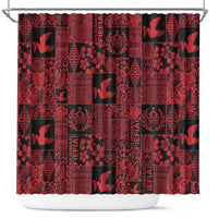Black Tonga Kilisimasi Fiefia Shower Curtain Pacific Patchwork Xmas Vibes LT9 Black - Polynesian Pride