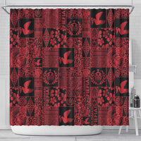 Black Tonga Kilisimasi Fiefia Shower Curtain Pacific Patchwork Xmas Vibes LT9 - Polynesian Pride