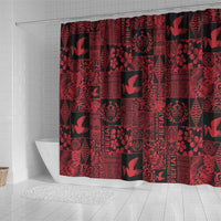 Black Tonga Kilisimasi Fiefia Shower Curtain Pacific Patchwork Xmas Vibes LT9 - Polynesian Pride