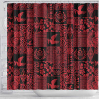 Black Tonga Kilisimasi Fiefia Shower Curtain Pacific Patchwork Xmas Vibes LT9 - Polynesian Pride