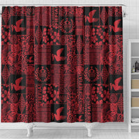 Black Tonga Kilisimasi Fiefia Shower Curtain Pacific Patchwork Xmas Vibes LT9 - Polynesian Pride