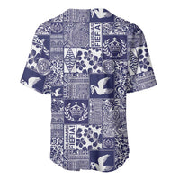 Blue Tonga Kilisimasi Fiefia Baseball Jersey Pacific Patchwork Xmas Vibes LT9 - Polynesian Pride