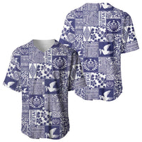 Blue Tonga Kilisimasi Fiefia Baseball Jersey Pacific Patchwork Xmas Vibes LT9 - Polynesian Pride