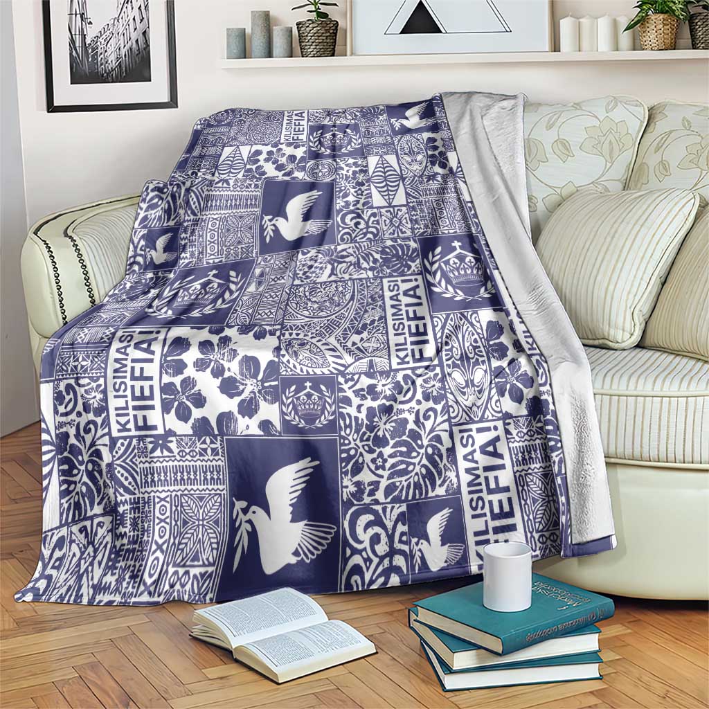Blue Tonga Kilisimasi Fiefia Blanket Pacific Patchwork Xmas Vibes LT9 Blue - Polynesian Pride