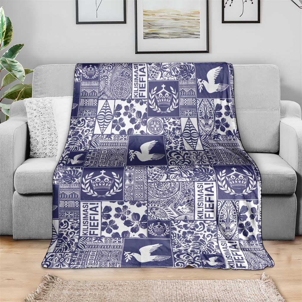 Blue Tonga Kilisimasi Fiefia Blanket Pacific Patchwork Xmas Vibes LT9 - Polynesian Pride