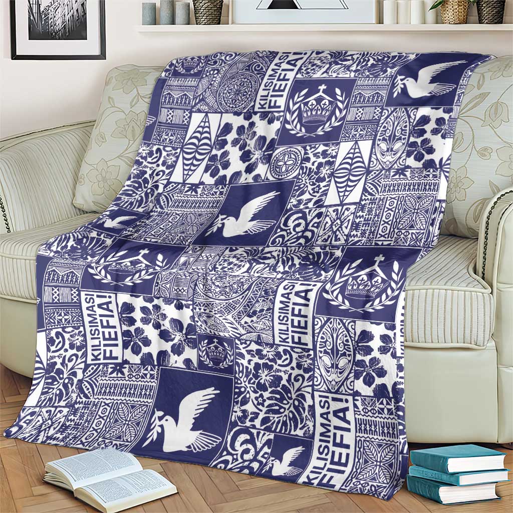 Blue Tonga Kilisimasi Fiefia Blanket Pacific Patchwork Xmas Vibes LT9 - Polynesian Pride