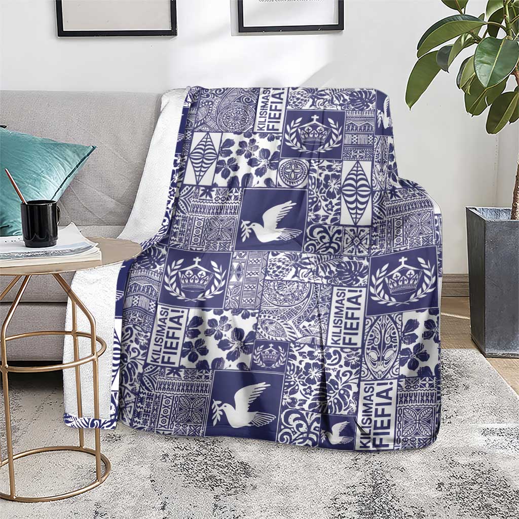 Blue Tonga Kilisimasi Fiefia Blanket Pacific Patchwork Xmas Vibes LT9 - Polynesian Pride