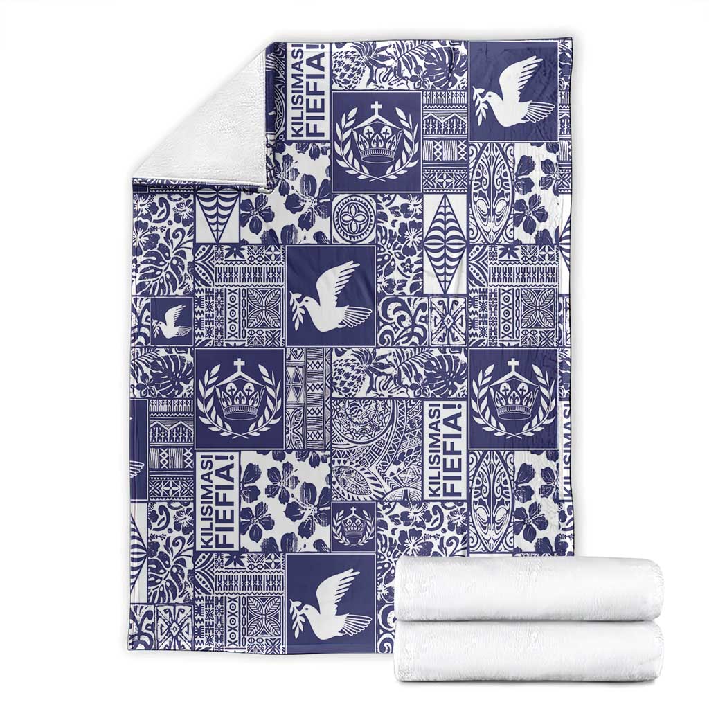 Blue Tonga Kilisimasi Fiefia Blanket Pacific Patchwork Xmas Vibes LT9 - Polynesian Pride