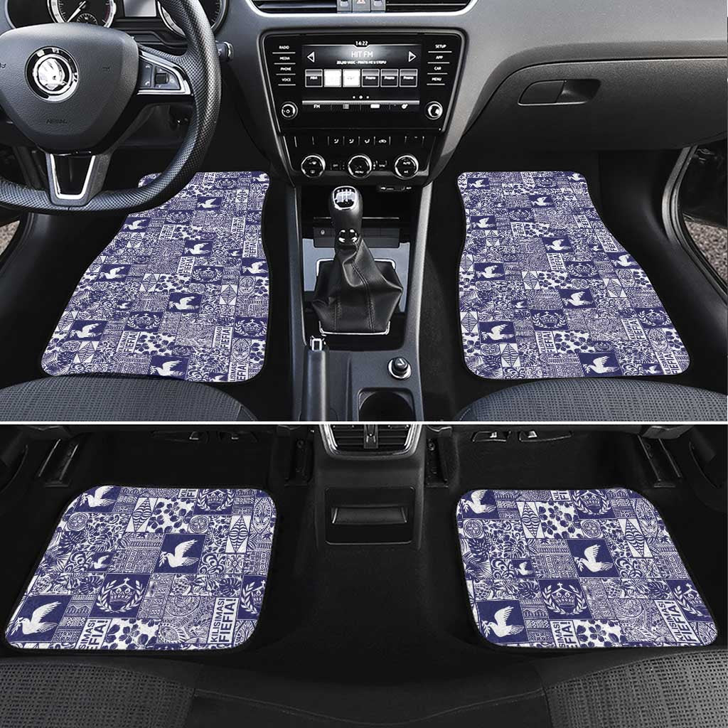 Blue Tonga Kilisimasi Fiefia Car Mats Pacific Patchwork Xmas Vibes LT9 Set 4pcs Blue - Polynesian Pride