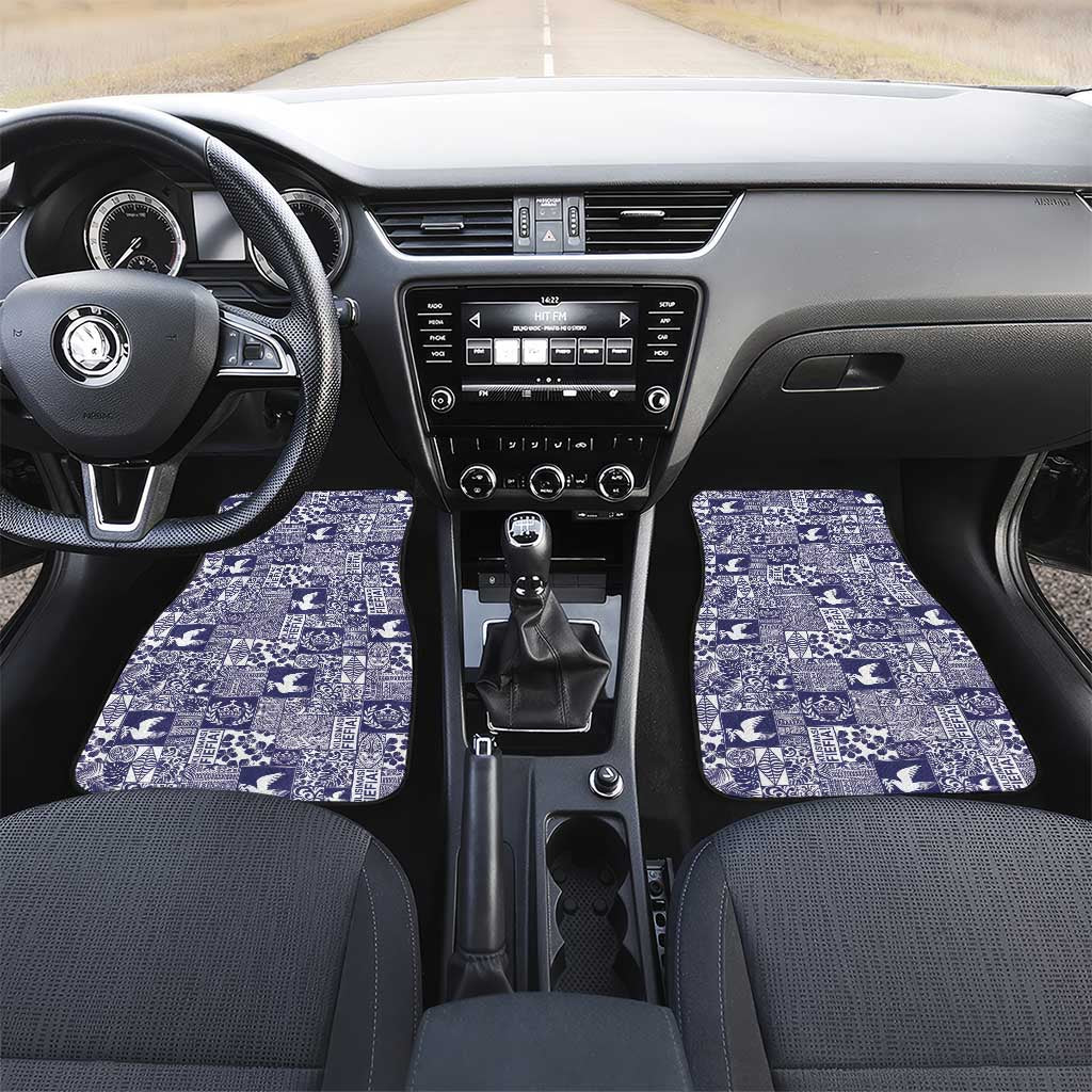 Blue Tonga Kilisimasi Fiefia Car Mats Pacific Patchwork Xmas Vibes LT9 Set 2pcs - Front Blue - Polynesian Pride