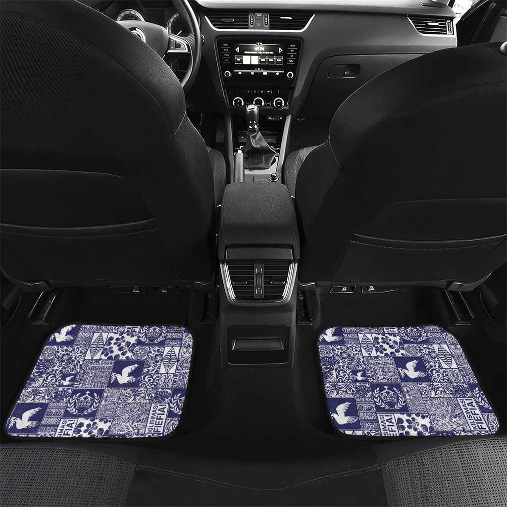 Blue Tonga Kilisimasi Fiefia Car Mats Pacific Patchwork Xmas Vibes LT9 Set 2pcs - Back Blue - Polynesian Pride