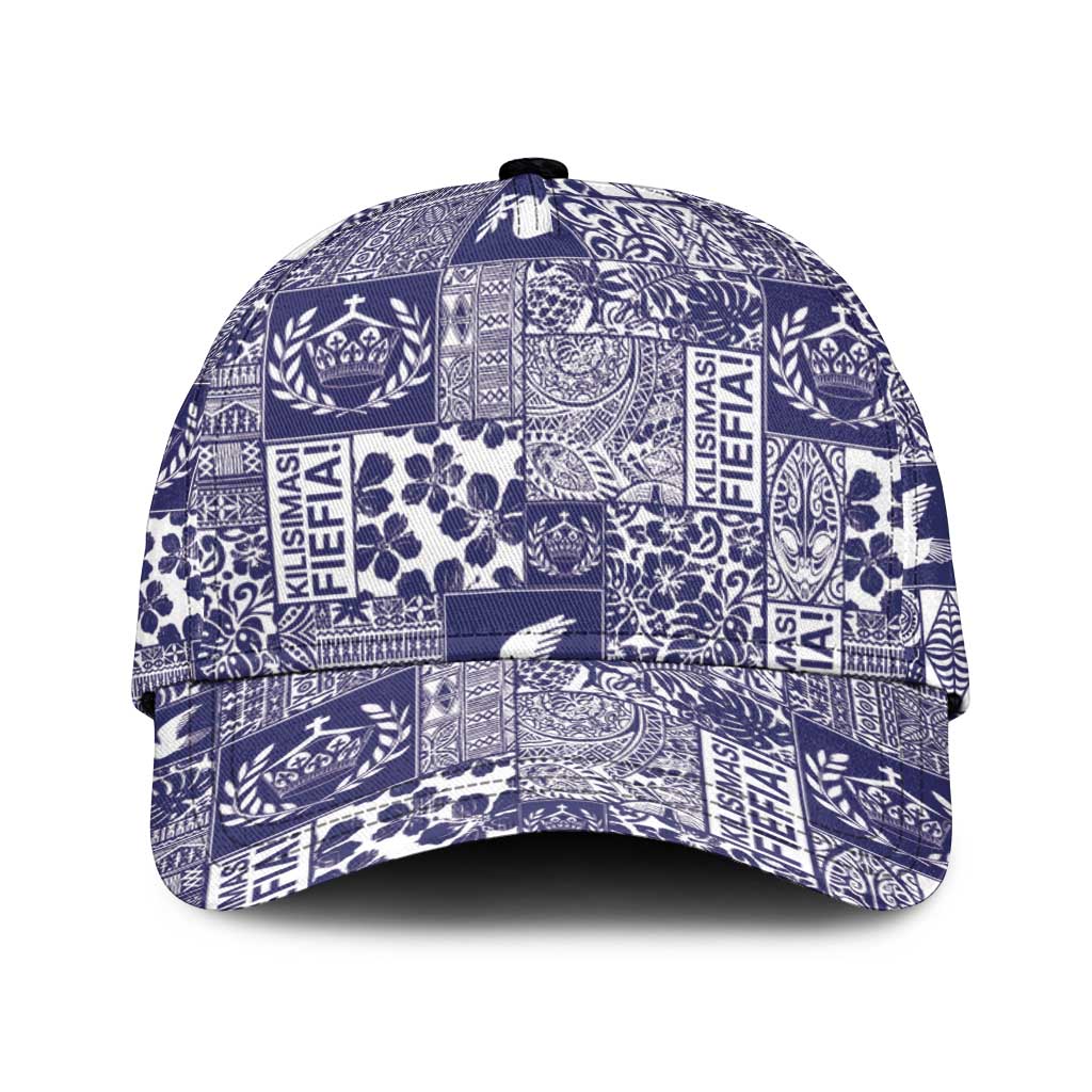 Blue Tonga Kilisimasi Fiefia Classic Cap Pacific Patchwork Xmas Vibes LT9 Universal Fit Blue - Polynesian Pride