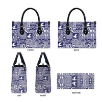 Blue Tonga Kilisimasi Fiefia Leather Bag Pacific Patchwork Xmas Vibes LT9 - Polynesian Pride