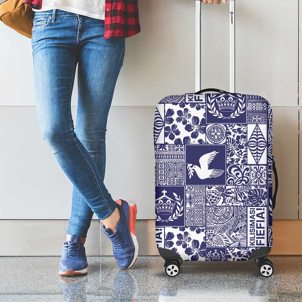 Blue Tonga Kilisimasi Fiefia Luggage Cover Pacific Patchwork Xmas Vibes LT9 - Polynesian Pride