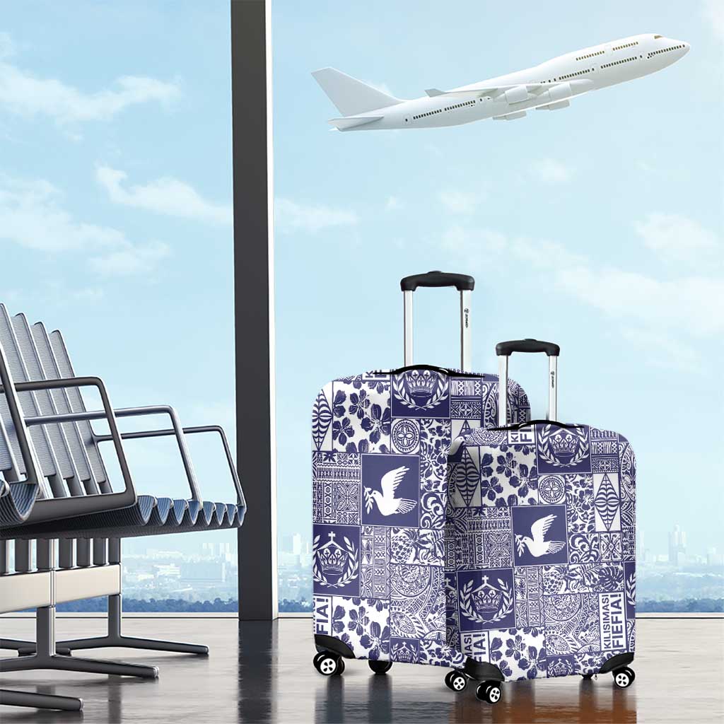 Blue Tonga Kilisimasi Fiefia Luggage Cover Pacific Patchwork Xmas Vibes LT9 - Polynesian Pride