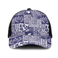 Blue Tonga Kilisimasi Fiefia Mesh Trucker Cap Pacific Patchwork Xmas Vibes LT9 One Size Black Blue - Polynesian Pride