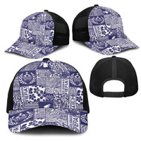 Blue Tonga Kilisimasi Fiefia Mesh Trucker Cap Pacific Patchwork Xmas Vibes LT9 - Polynesian Pride