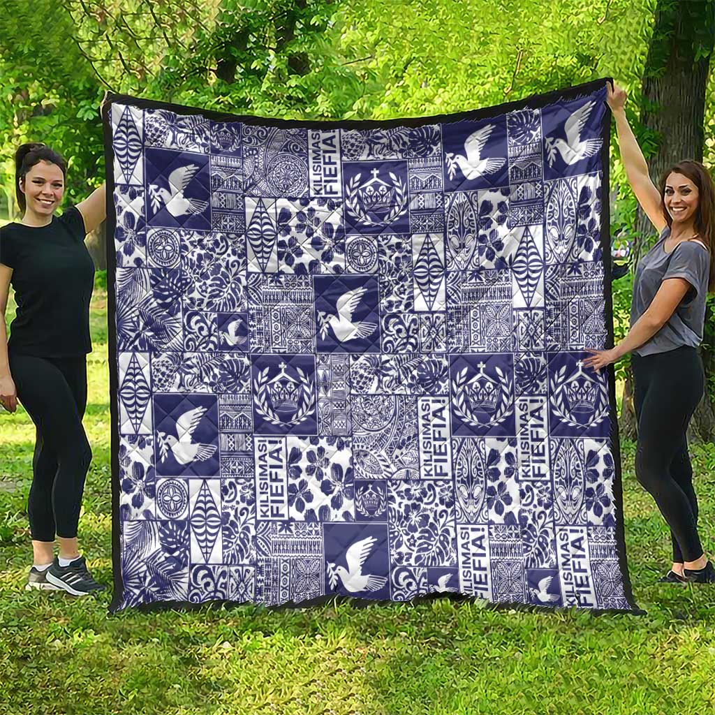 Blue Tonga Kilisimasi Fiefia Quilt Pacific Patchwork Xmas Vibes LT9 - Polynesian Pride