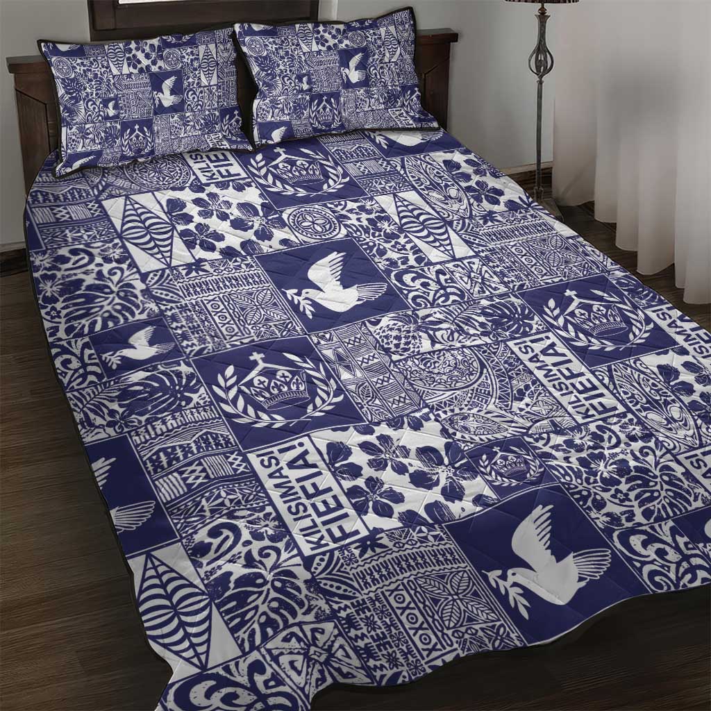 Blue Tonga Kilisimasi Fiefia Quilt Bed Set Pacific Patchwork Xmas Vibes LT9 Blue - Polynesian Pride