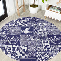Blue Tonga Kilisimasi Fiefia Round Carpet Pacific Patchwork Xmas Vibes LT9 Blue - Polynesian Pride