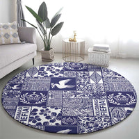 Blue Tonga Kilisimasi Fiefia Round Carpet Pacific Patchwork Xmas Vibes LT9 - Polynesian Pride